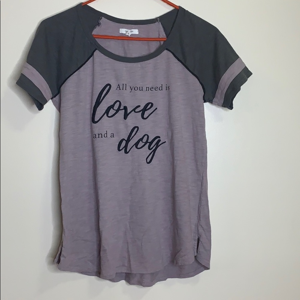 Maurices | Plum Colored All You Need is Love And A Dog Tee Shirt Baseball Style